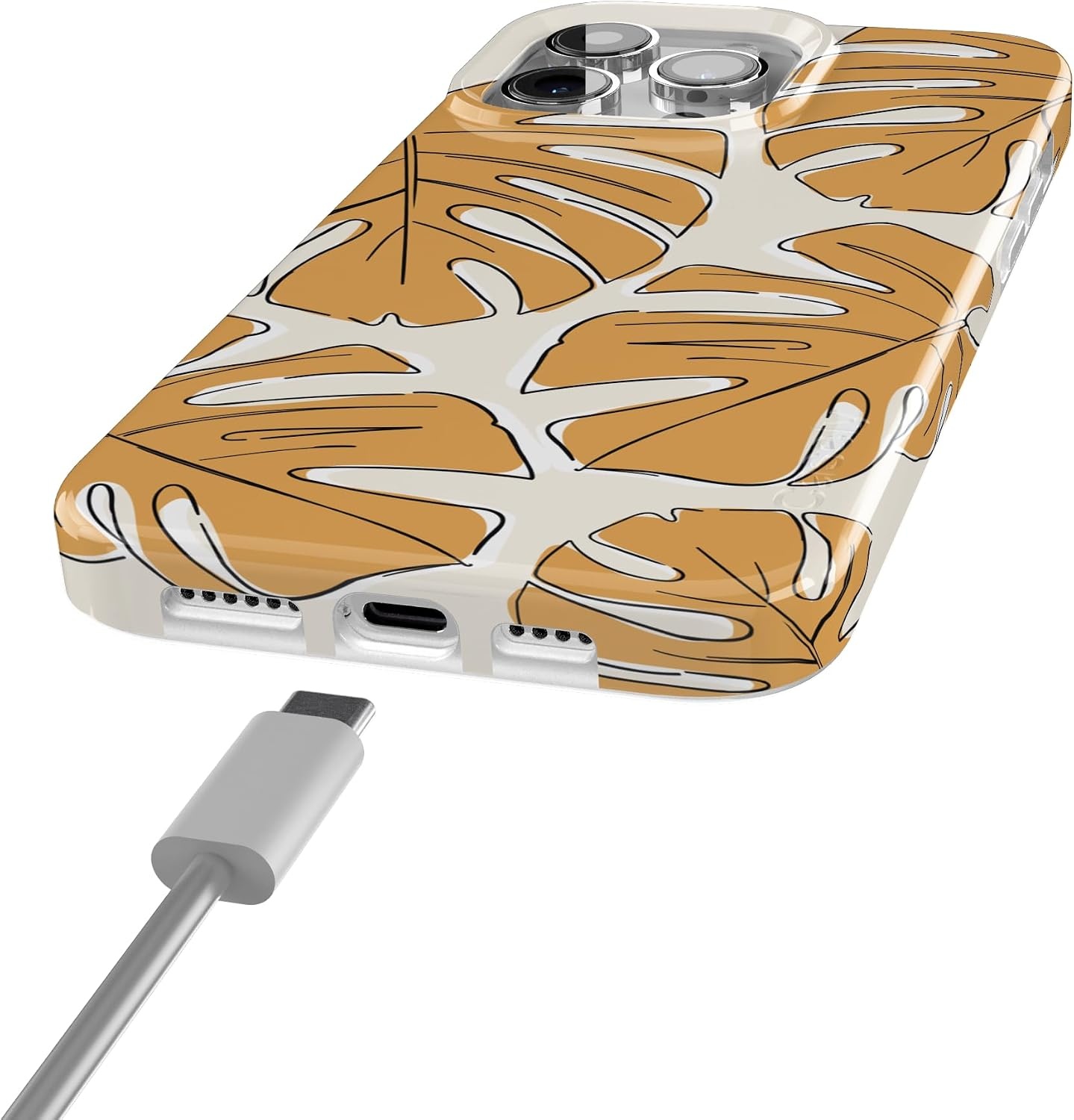 image:imageCasely iPhone 15 Pro Max Case Clear Skies Clear Shimmer Compatible with MagSafe Classic Ultra Slim DesignIsland Time Tropical Leaves Floral