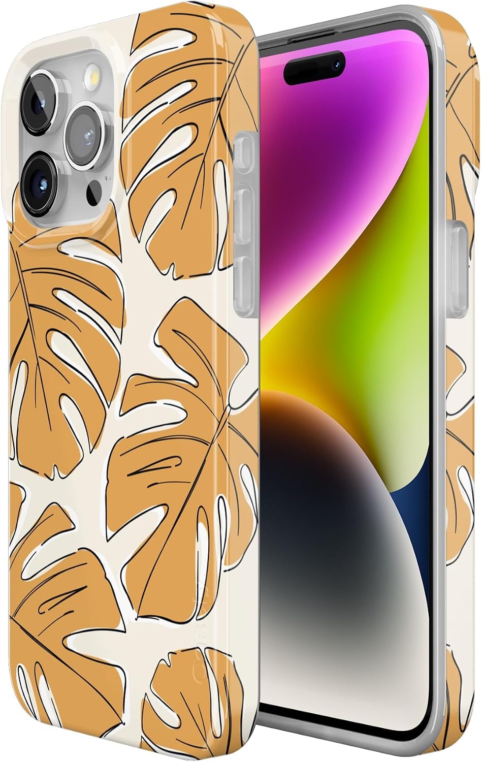 image:imageCasely iPhone 15 Pro Max Case Clear Skies Clear Shimmer Compatible with MagSafe Classic Ultra Slim DesignIsland Time Tropical Leaves Floral