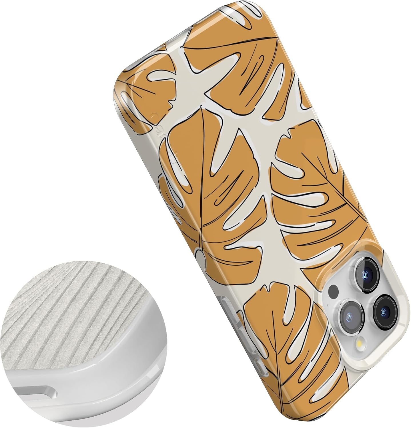 image:imageCasely iPhone 15 Pro Max Case Clear Skies Clear Shimmer Compatible with MagSafe Classic Ultra Slim DesignIsland Time Tropical Leaves Floral