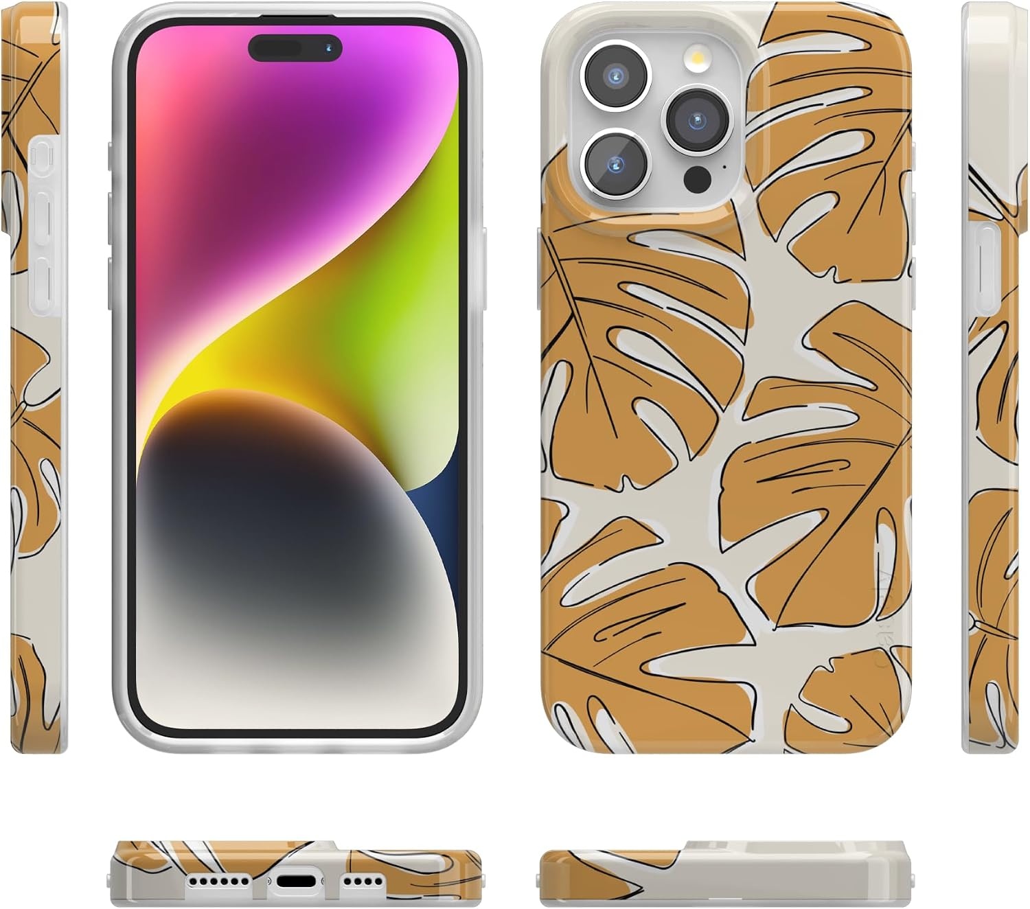 image:imageCasely iPhone 15 Pro Max Case Clear Skies Clear Shimmer Compatible with MagSafe Classic Ultra Slim DesignIsland Time Tropical Leaves Floral