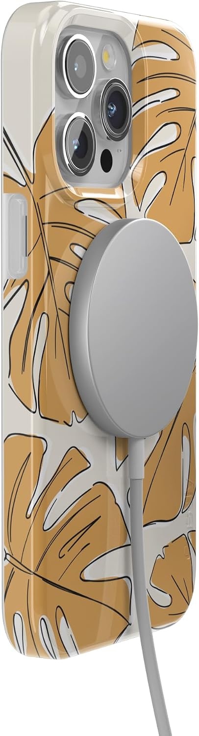 image:imageCasely iPhone 15 Pro Max Case Clear Skies Clear Shimmer Compatible with MagSafe Classic Ultra Slim DesignIsland Time Tropical Leaves Floral