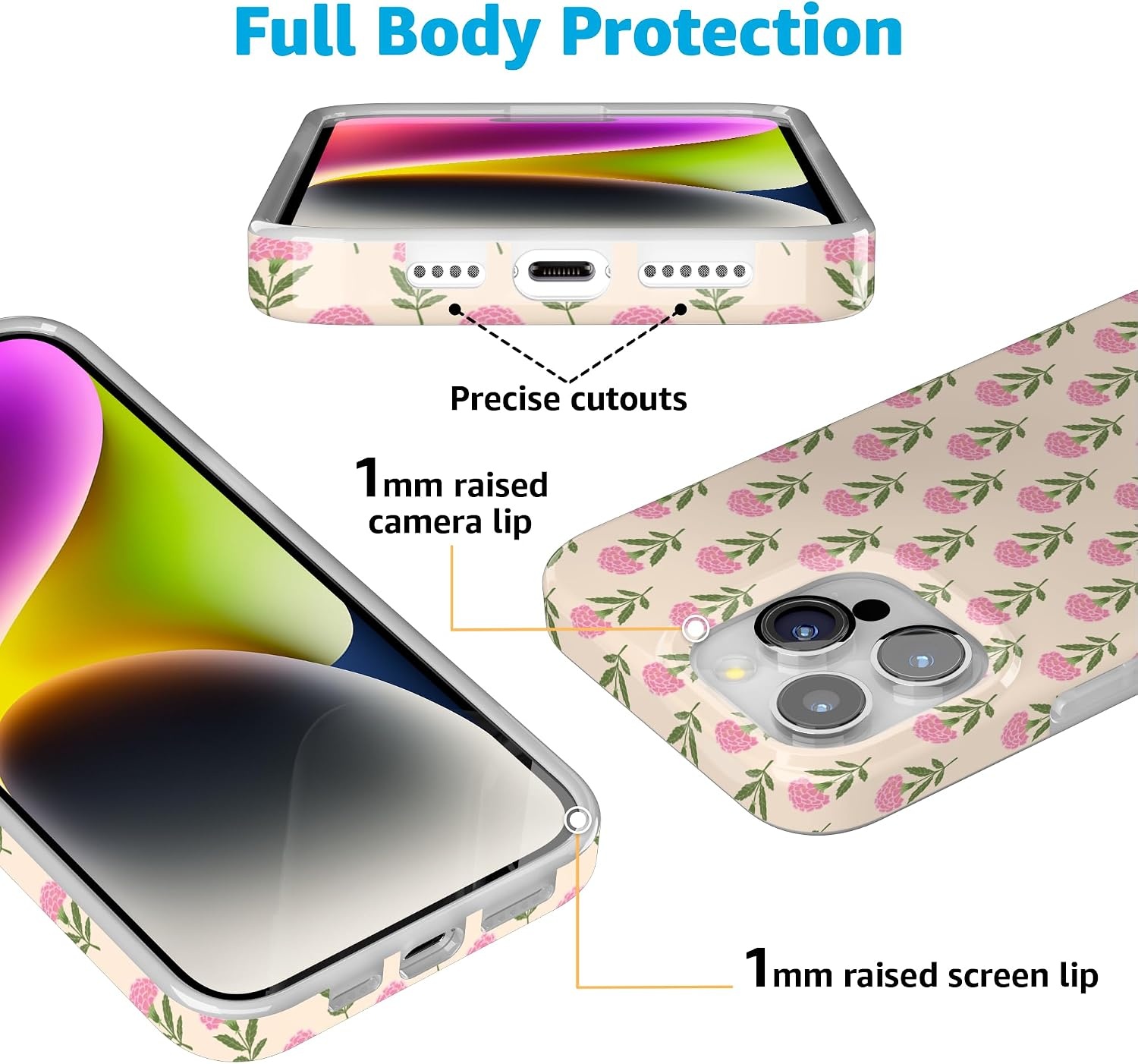 image:imageCasely iPhone 15 Pro Max Case Clear Skies Clear Shimmer Compatible with MagSafe Classic Ultra Slim DesignJennas Flowers Fun on Weekdays