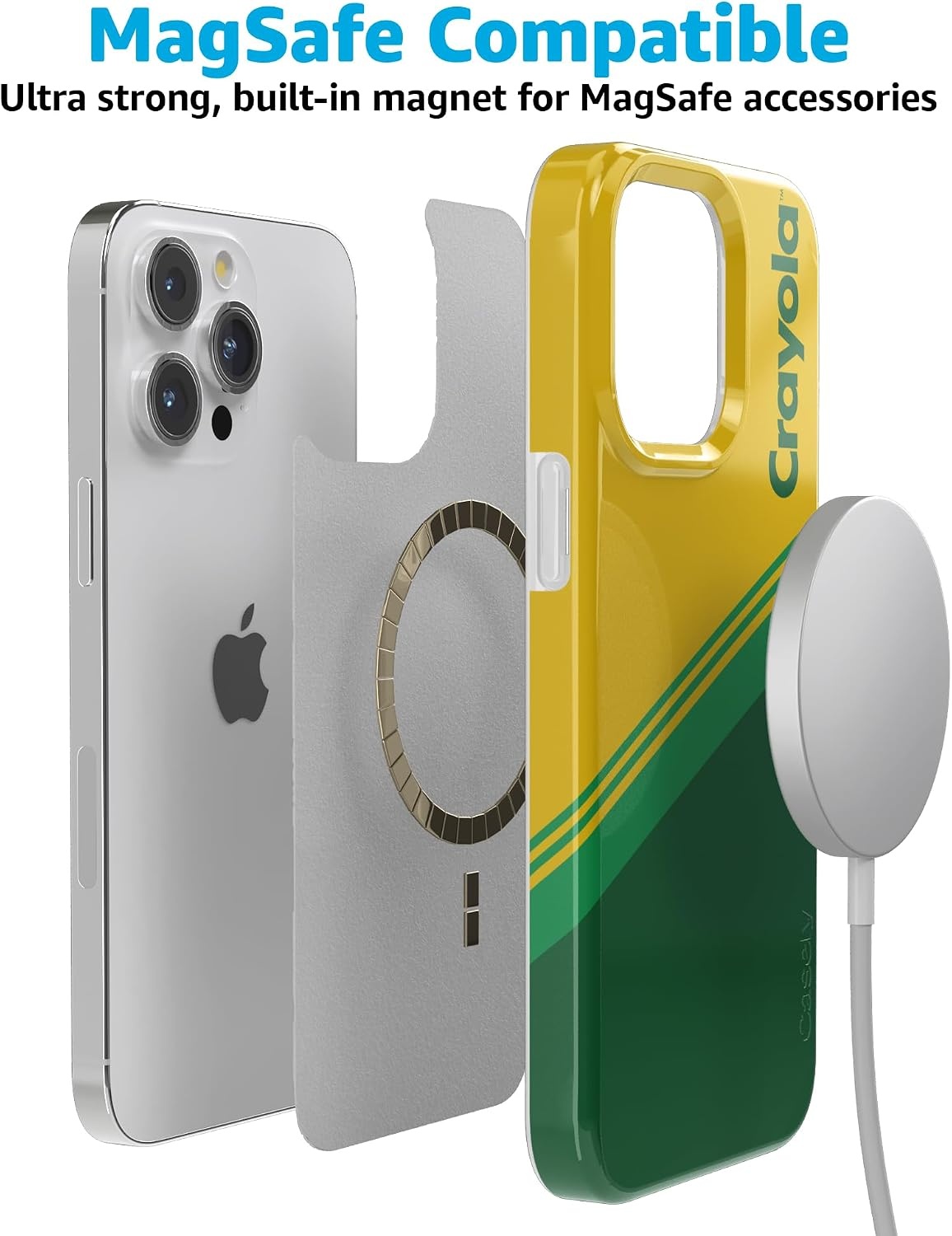 image:imageCasely iPhone 15 Pro Max Case Clear Skies Clear Shimmer Compatible with MagSafe Classic Ultra Slim DesignKeep It Classic Crayola Crayon Box