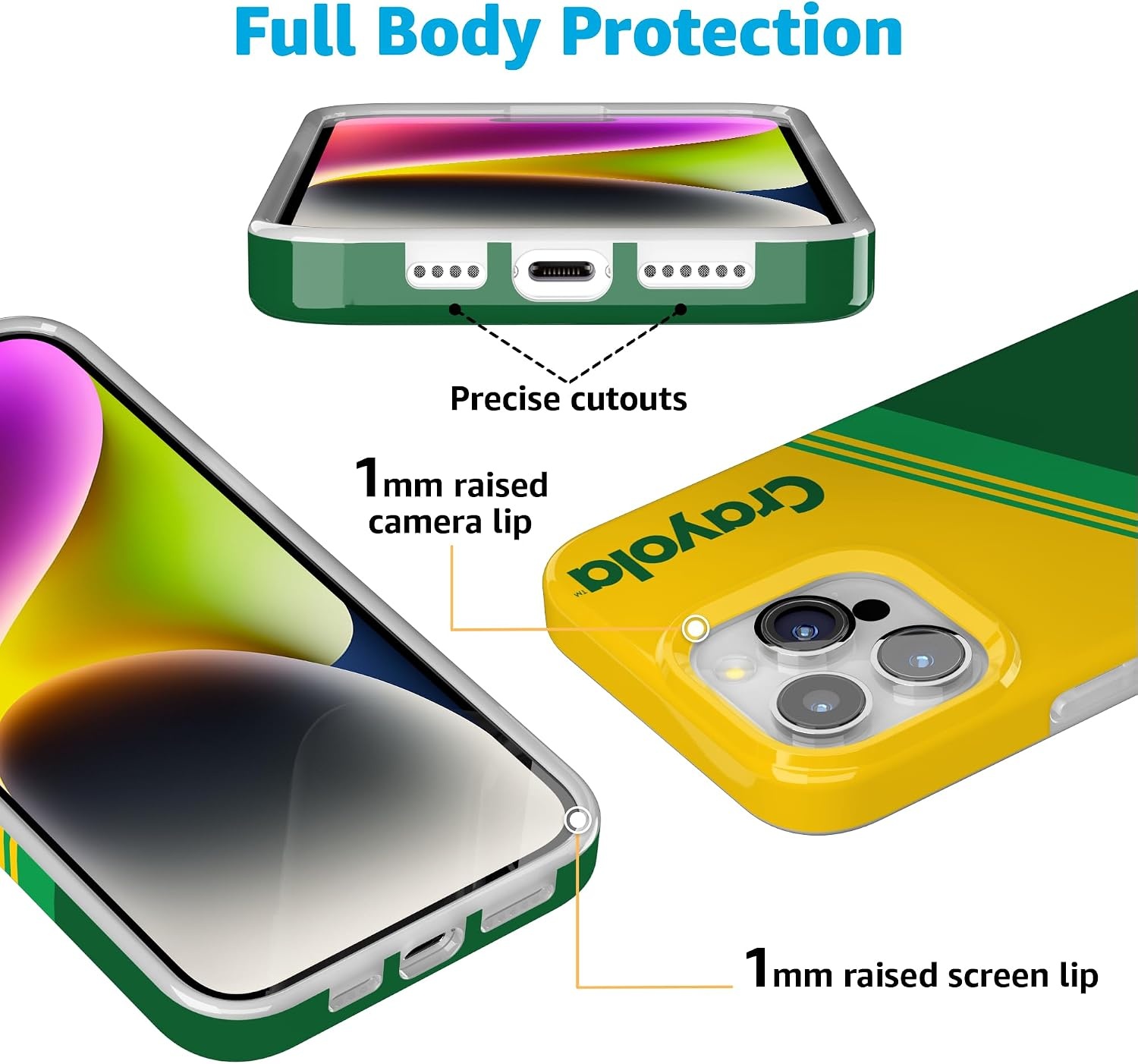 image:imageCasely iPhone 15 Pro Max Case Clear Skies Clear Shimmer Compatible with MagSafe Classic Ultra Slim DesignKeep It Classic Crayola Crayon Box