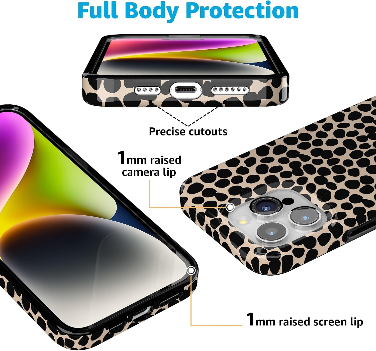 image:imageCasely iPhone 15 Pro Max Case Clear Skies Clear Shimmer Compatible with MagSafe Classic Ultra Slim DesignLost in Spots Cheetah Print