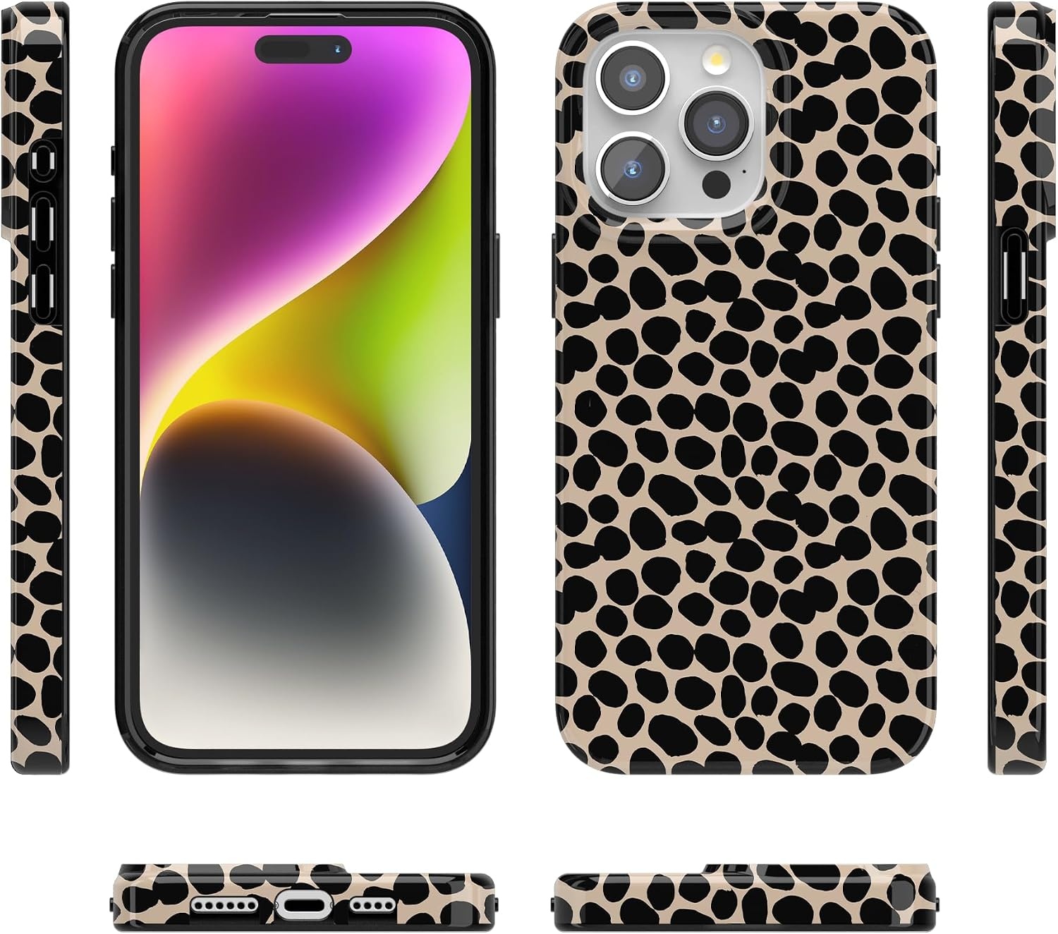 image:imageCasely iPhone 15 Pro Max Case Clear Skies Clear Shimmer Compatible with MagSafe Classic Ultra Slim DesignLost in Spots Cheetah Print