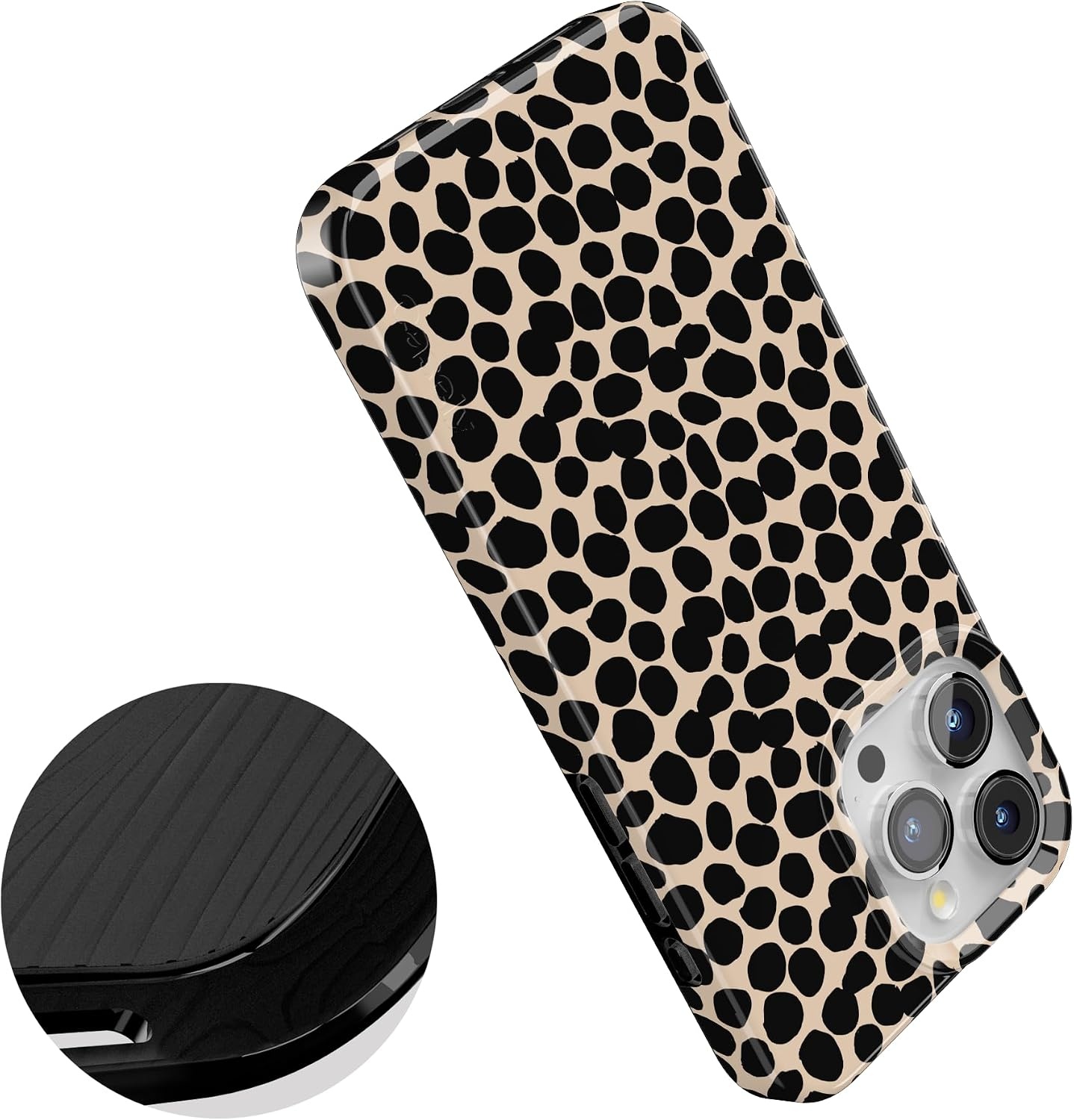 image:imageCasely iPhone 15 Pro Max Case Clear Skies Clear Shimmer Compatible with MagSafe Classic Ultra Slim DesignLost in Spots Cheetah Print
