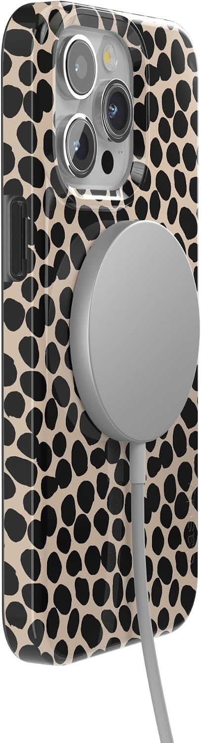 image:imageCasely iPhone 15 Pro Max Case Clear Skies Clear Shimmer Compatible with MagSafe Classic Ultra Slim DesignLost in Spots Cheetah Print
