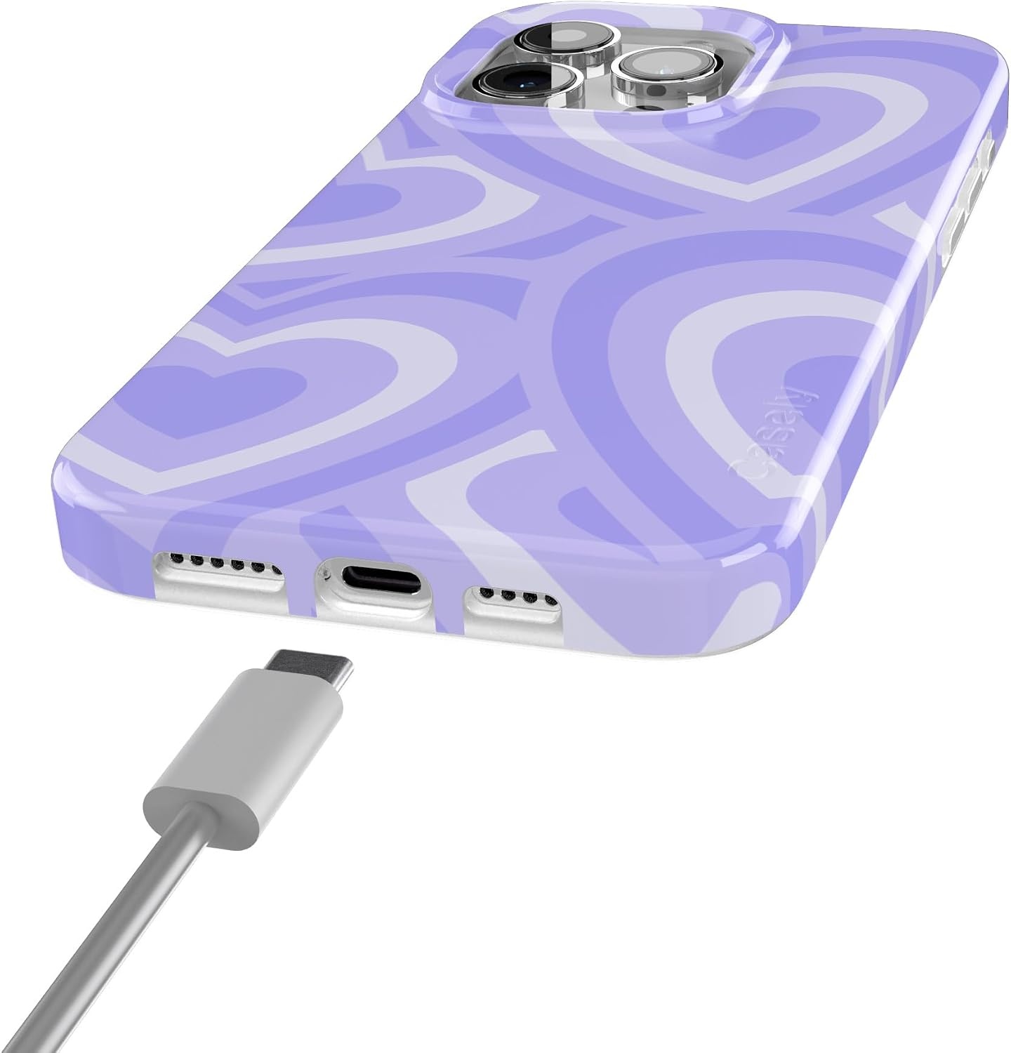 image:imageCasely iPhone 15 Pro Max Case Clear Skies Clear Shimmer Compatible with MagSafe Classic Ultra Slim DesignLove Song Lavender Heart