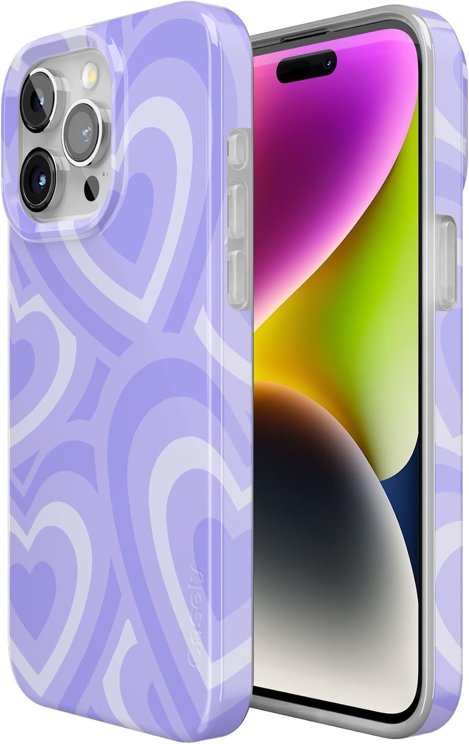 image:imageCasely iPhone 15 Pro Max Case Clear Skies Clear Shimmer Compatible with MagSafe Classic Ultra Slim DesignLove Song Lavender Heart