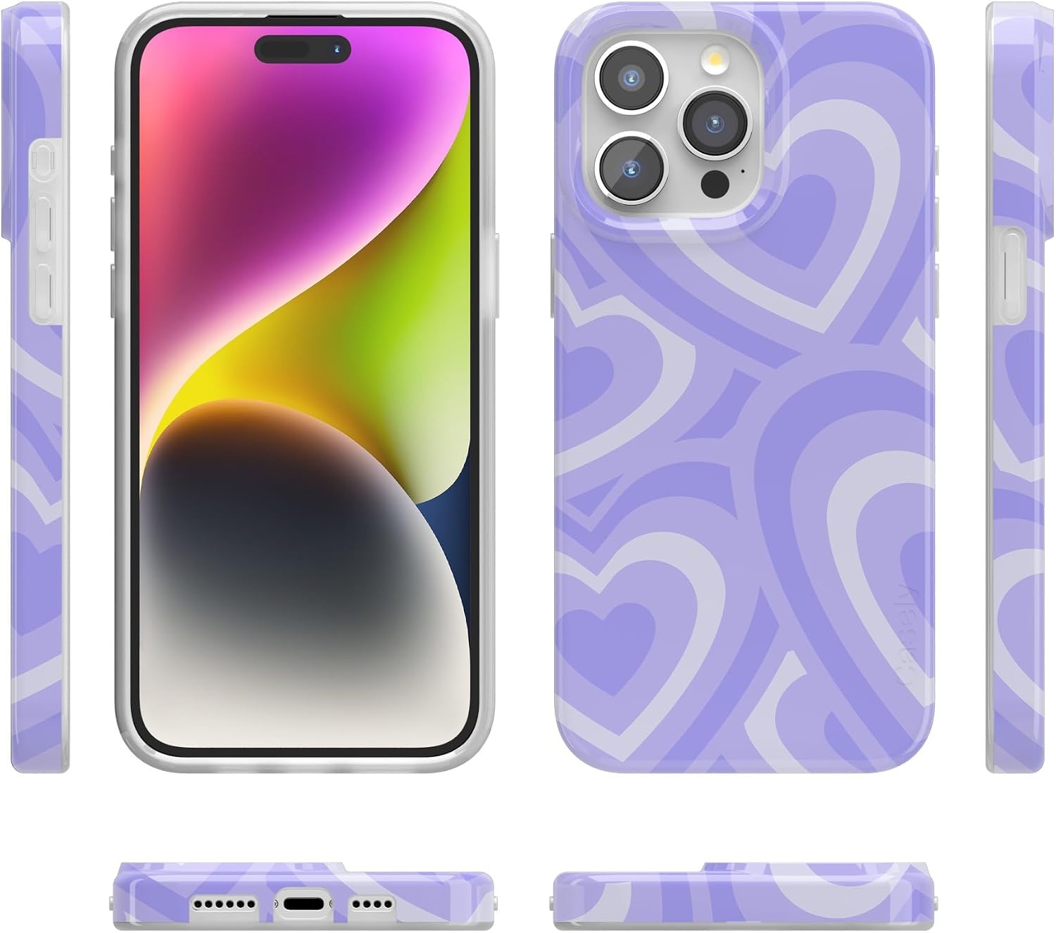 image:imageCasely iPhone 15 Pro Max Case Clear Skies Clear Shimmer Compatible with MagSafe Classic Ultra Slim DesignLove Song Lavender Heart
