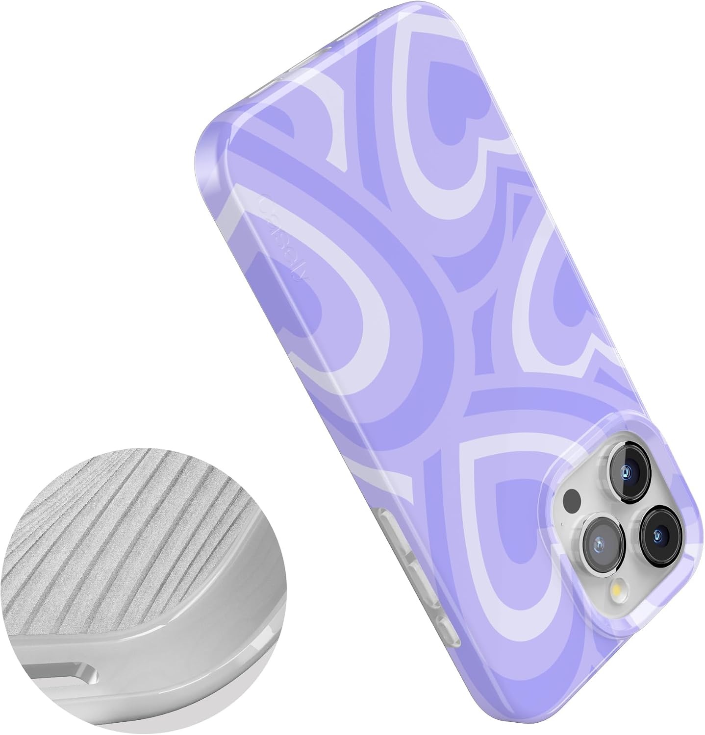 image:imageCasely iPhone 15 Pro Max Case Clear Skies Clear Shimmer Compatible with MagSafe Classic Ultra Slim DesignLove Song Lavender Heart