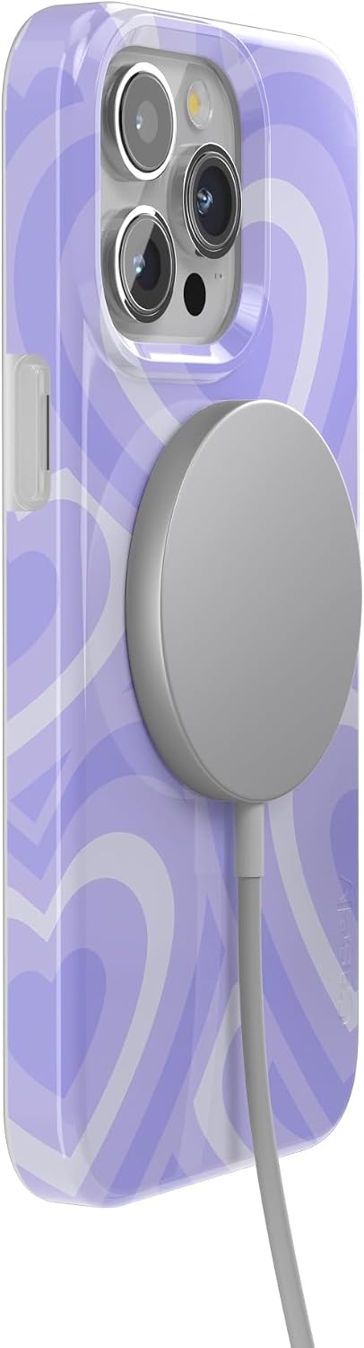 image:imageCasely iPhone 15 Pro Max Case Clear Skies Clear Shimmer Compatible with MagSafe Classic Ultra Slim DesignLove Song Lavender Heart