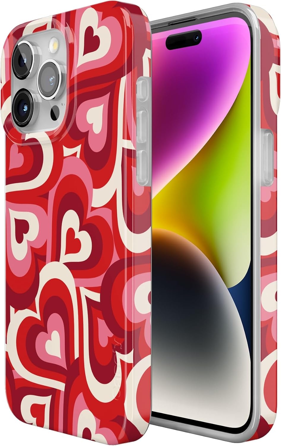 image:imageCasely iPhone 15 Pro Max Case Clear Skies Clear Shimmer Compatible with MagSafe Classic Ultra Slim DesignLove Song Remix Ombre Hearts