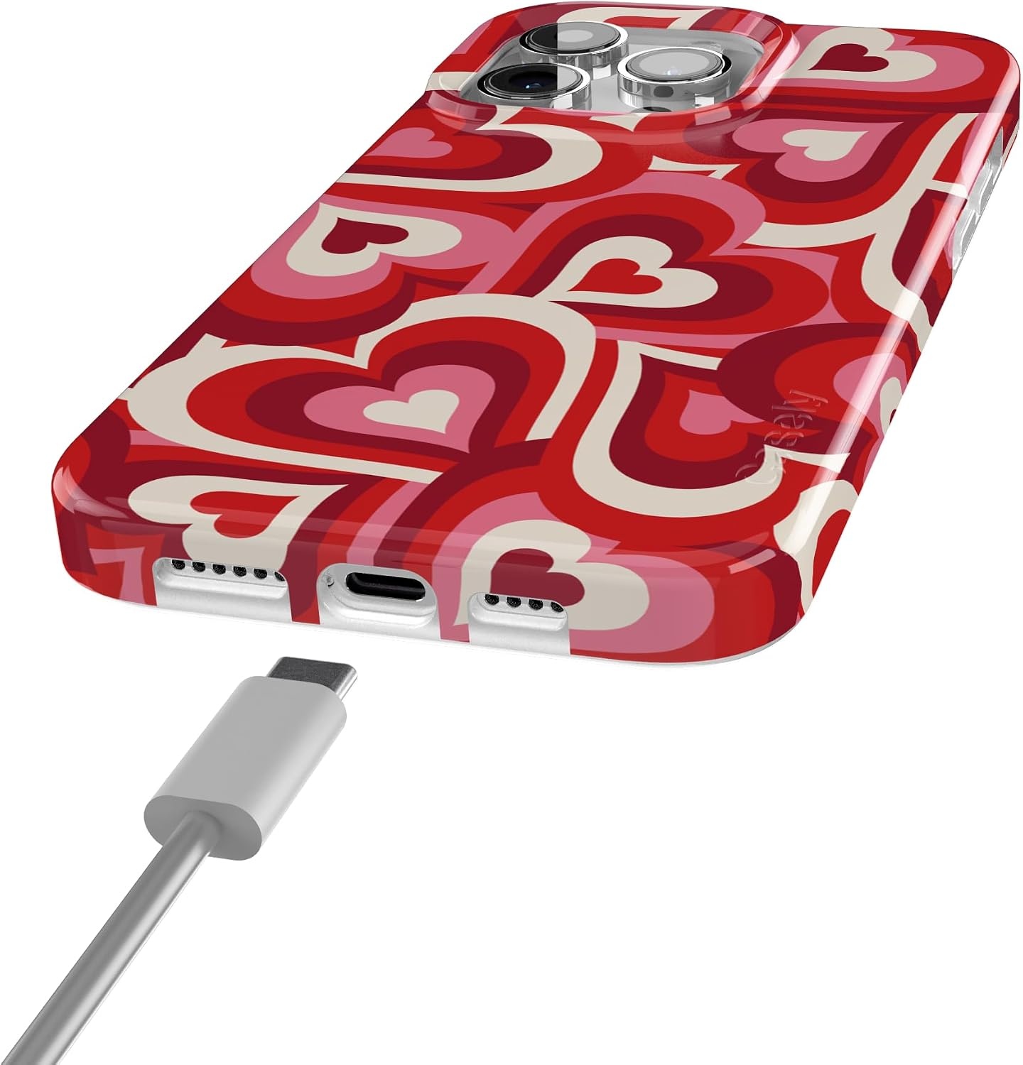 image:imageCasely iPhone 15 Pro Max Case Clear Skies Clear Shimmer Compatible with MagSafe Classic Ultra Slim DesignLove Song Remix Ombre Hearts