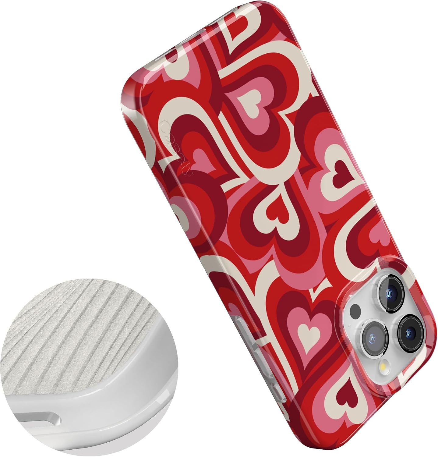 image:imageCasely iPhone 15 Pro Max Case Clear Skies Clear Shimmer Compatible with MagSafe Classic Ultra Slim DesignLove Song Remix Ombre Hearts