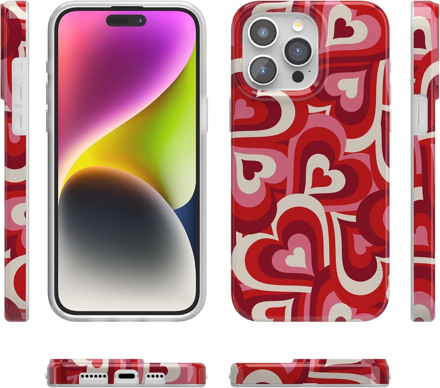 image:imageCasely iPhone 15 Pro Max Case Clear Skies Clear Shimmer Compatible with MagSafe Classic Ultra Slim DesignLove Song Remix Ombre Hearts