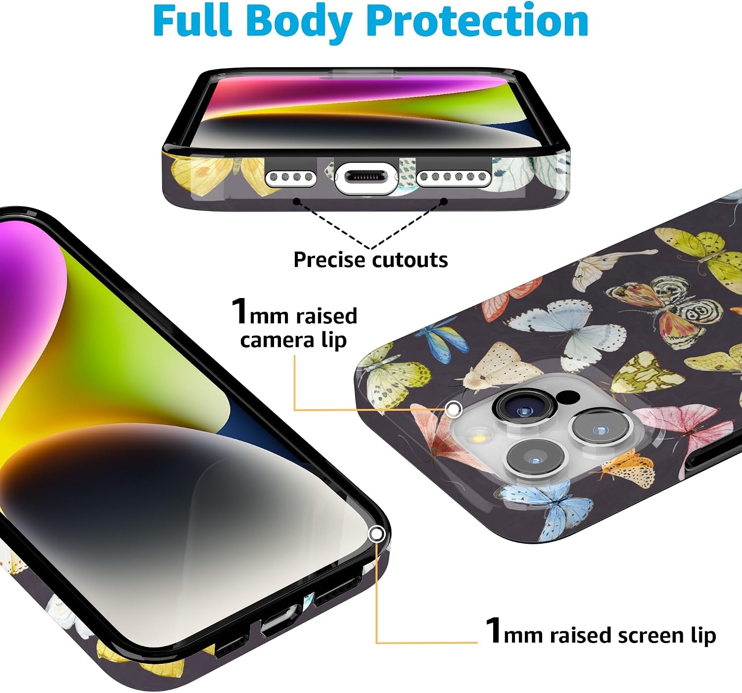 image:imageCasely iPhone 15 Pro Max Case Clear Skies Clear Shimmer Compatible with MagSafe Classic Ultra Slim DesignMidnight Monarch Jenna Palek x Casely