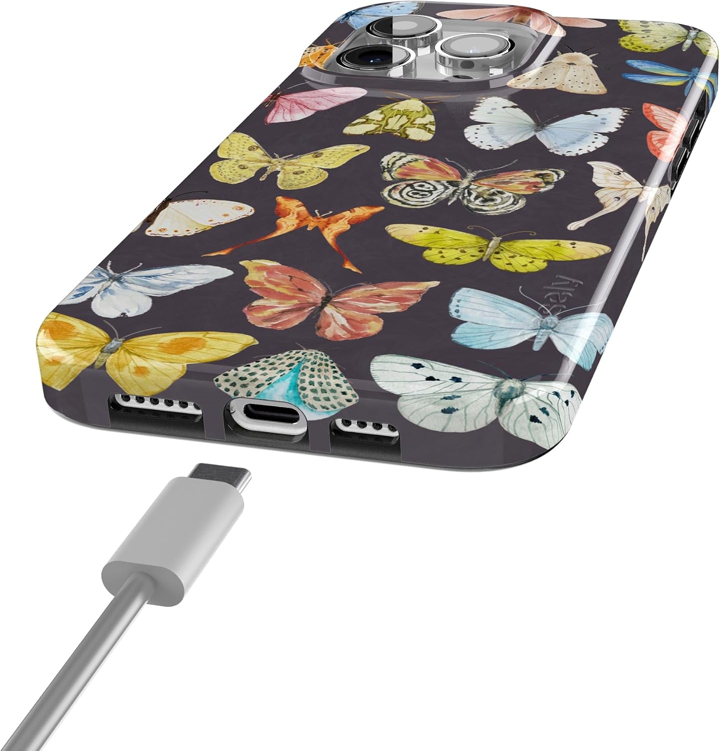 image:imageCasely iPhone 15 Pro Max Case Clear Skies Clear Shimmer Compatible with MagSafe Classic Ultra Slim DesignMidnight Monarch Jenna Palek x Casely