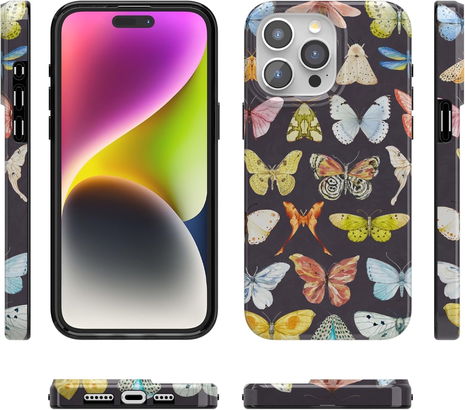 image:imageCasely iPhone 15 Pro Max Case Clear Skies Clear Shimmer Compatible with MagSafe Classic Ultra Slim DesignMidnight Monarch Jenna Palek x Casely