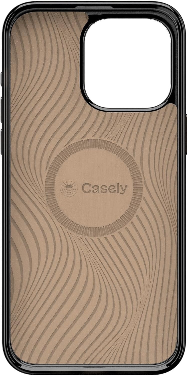 image:imageCasely iPhone 15 Pro Max Case Clear Skies Clear Shimmer Compatible with MagSafe Classic Ultra Slim DesignMocha Ripple Brown Waves