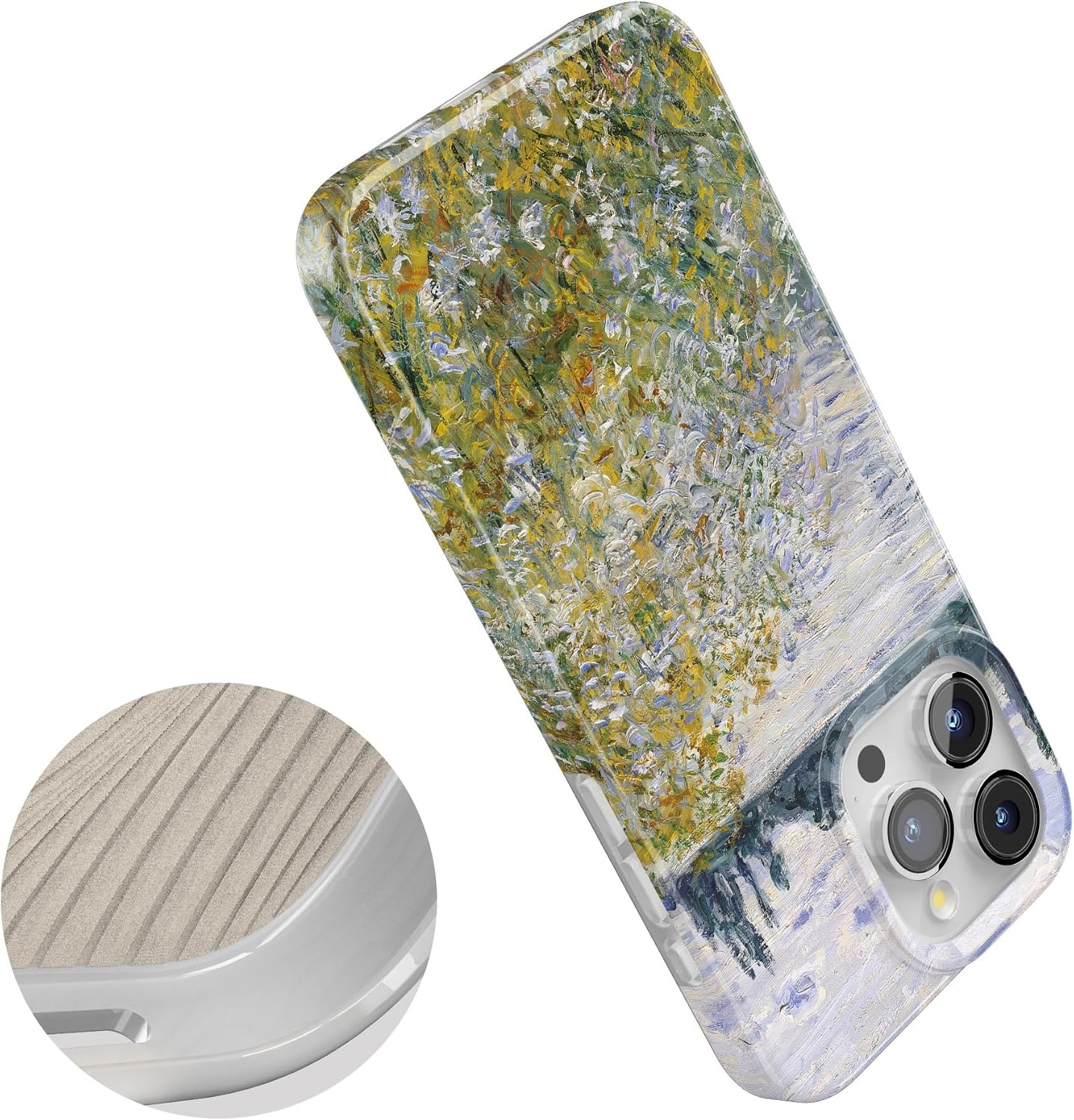 image:imageCasely iPhone 15 Pro Max Case Clear Skies Clear Shimmer Compatible with MagSafe Classic Ultra Slim DesignMonets Summer Landscape The Met Museum