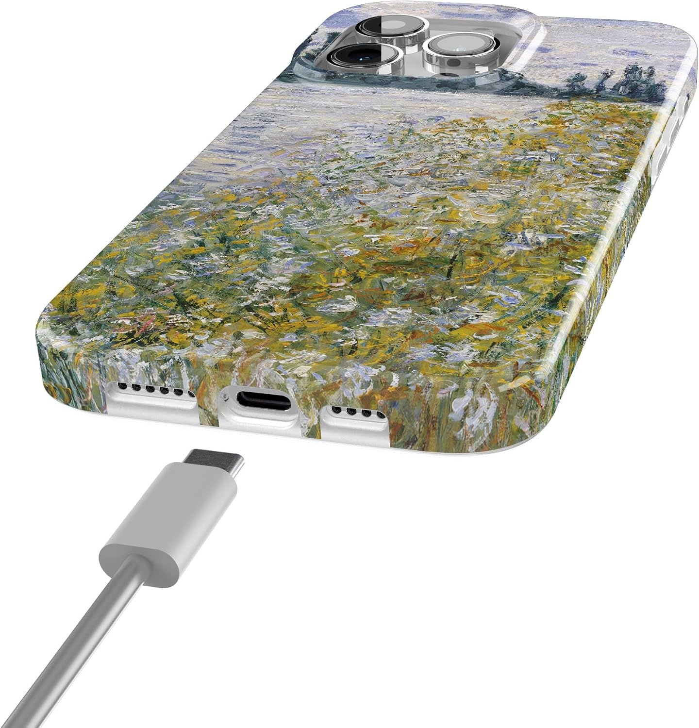 image:imageCasely iPhone 15 Pro Max Case Clear Skies Clear Shimmer Compatible with MagSafe Classic Ultra Slim DesignMonets Summer Landscape The Met Museum