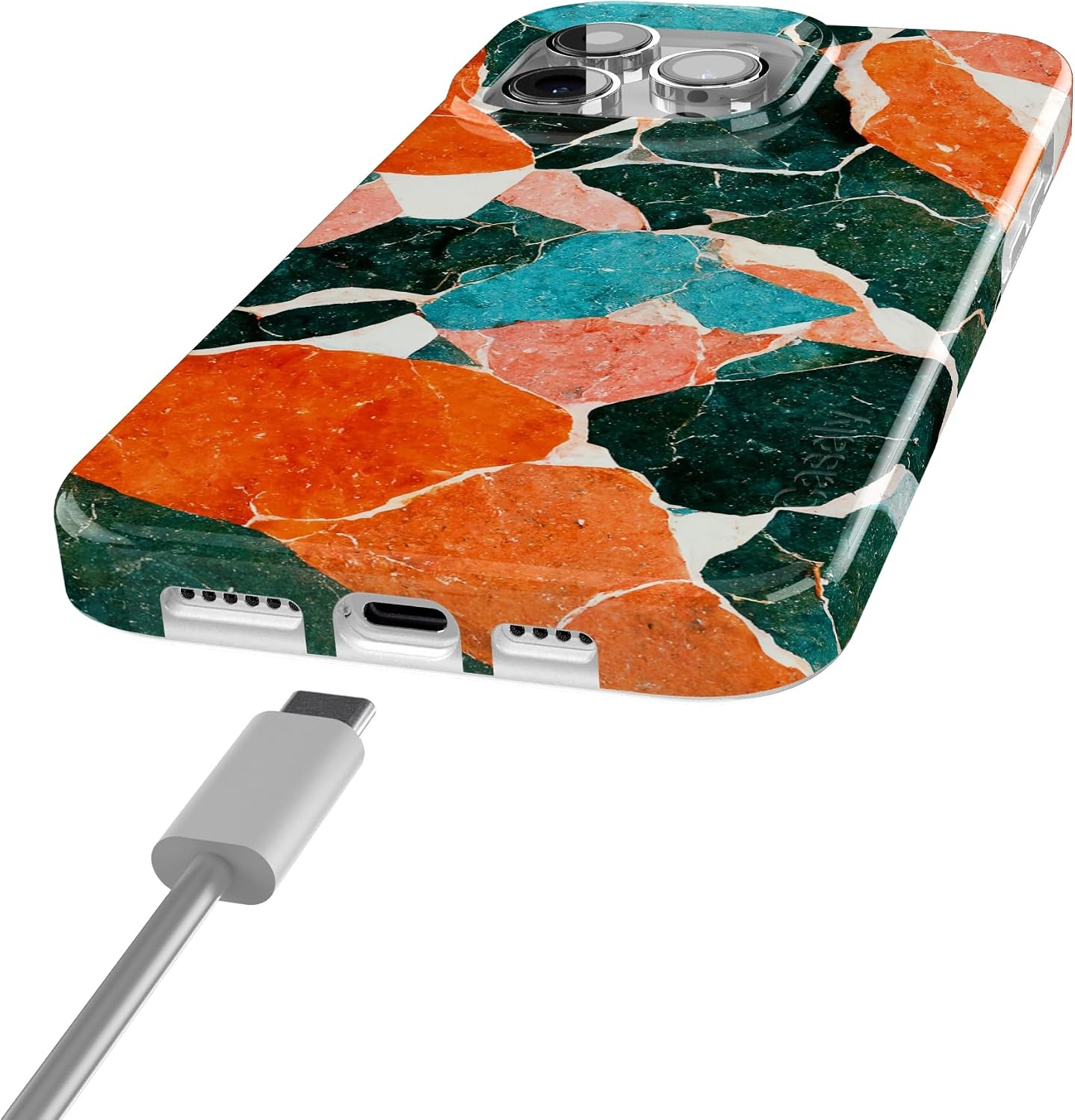image:imageCasely iPhone 15 Pro Max Case Clear Skies Clear Shimmer Compatible with MagSafe Classic Ultra Slim DesignOf Quartz Sculpted Marble
