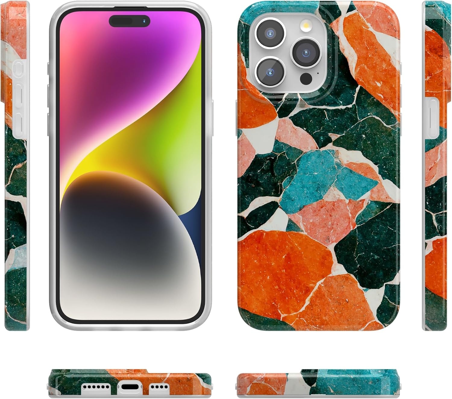 image:imageCasely iPhone 15 Pro Max Case Clear Skies Clear Shimmer Compatible with MagSafe Classic Ultra Slim DesignOf Quartz Sculpted Marble