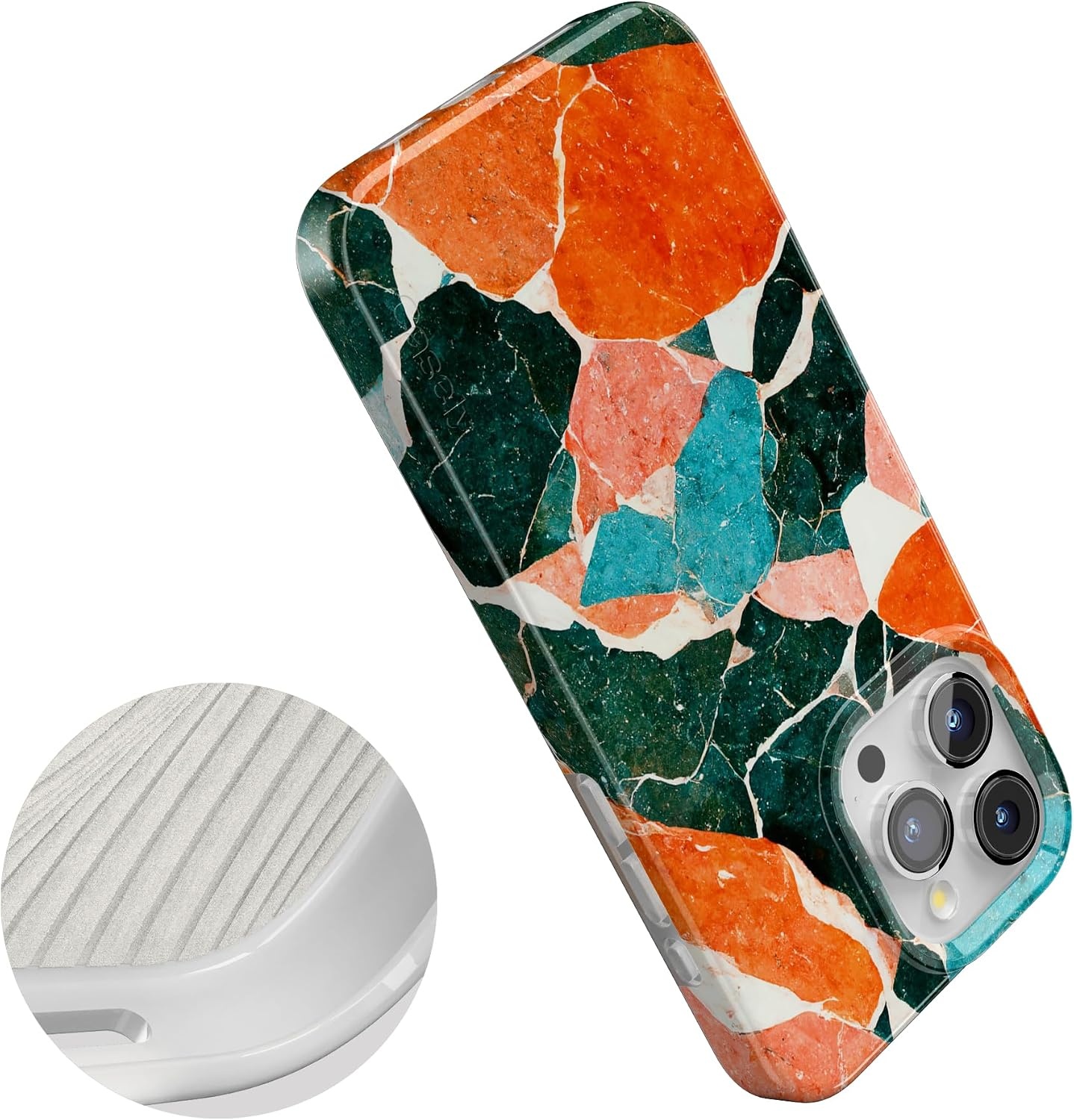 image:imageCasely iPhone 15 Pro Max Case Clear Skies Clear Shimmer Compatible with MagSafe Classic Ultra Slim DesignOf Quartz Sculpted Marble
