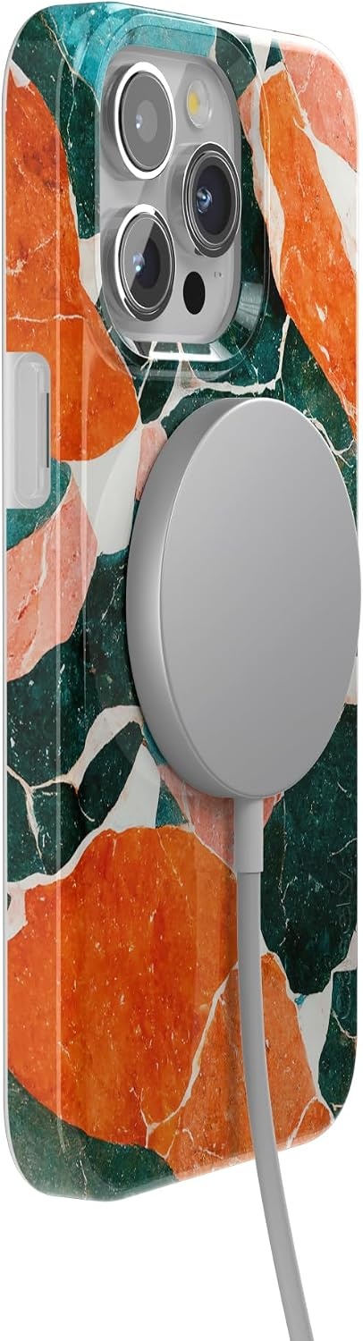 image:imageCasely iPhone 15 Pro Max Case Clear Skies Clear Shimmer Compatible with MagSafe Classic Ultra Slim DesignOf Quartz Sculpted Marble