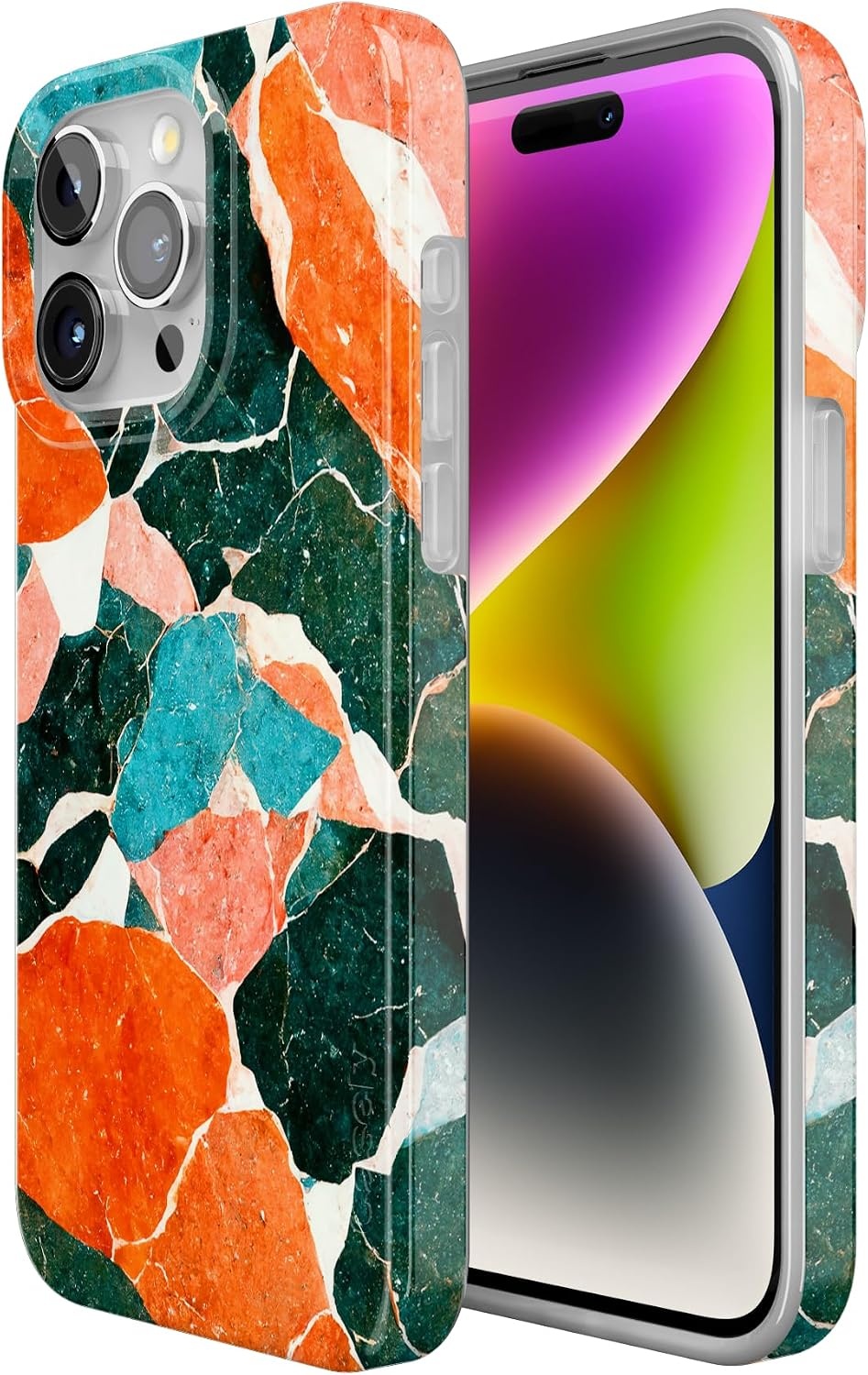 image:imageCasely iPhone 15 Pro Max Case Clear Skies Clear Shimmer Compatible with MagSafe Classic Ultra Slim DesignOf Quartz Sculpted Marble