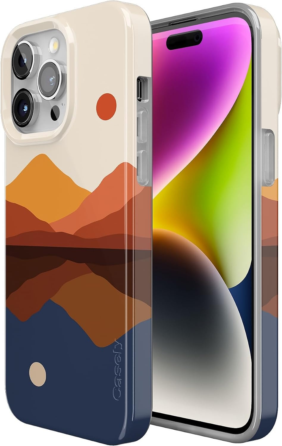 image:imageCasely iPhone 15 Pro Max Case Clear Skies Clear Shimmer Compatible with MagSafe Classic Ultra Slim DesignOpposites Attract Day Night Colorblock