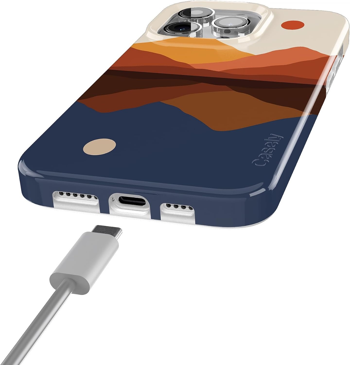 image:imageCasely iPhone 15 Pro Max Case Clear Skies Clear Shimmer Compatible with MagSafe Classic Ultra Slim DesignOpposites Attract Day Night Colorblock