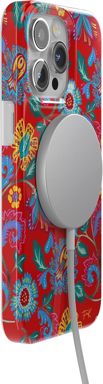 image:imageCasely iPhone 15 Pro Max Case Clear Skies Clear Shimmer Compatible with MagSafe Classic Ultra Slim DesignPainted Flowers Frida Kahlo Floral