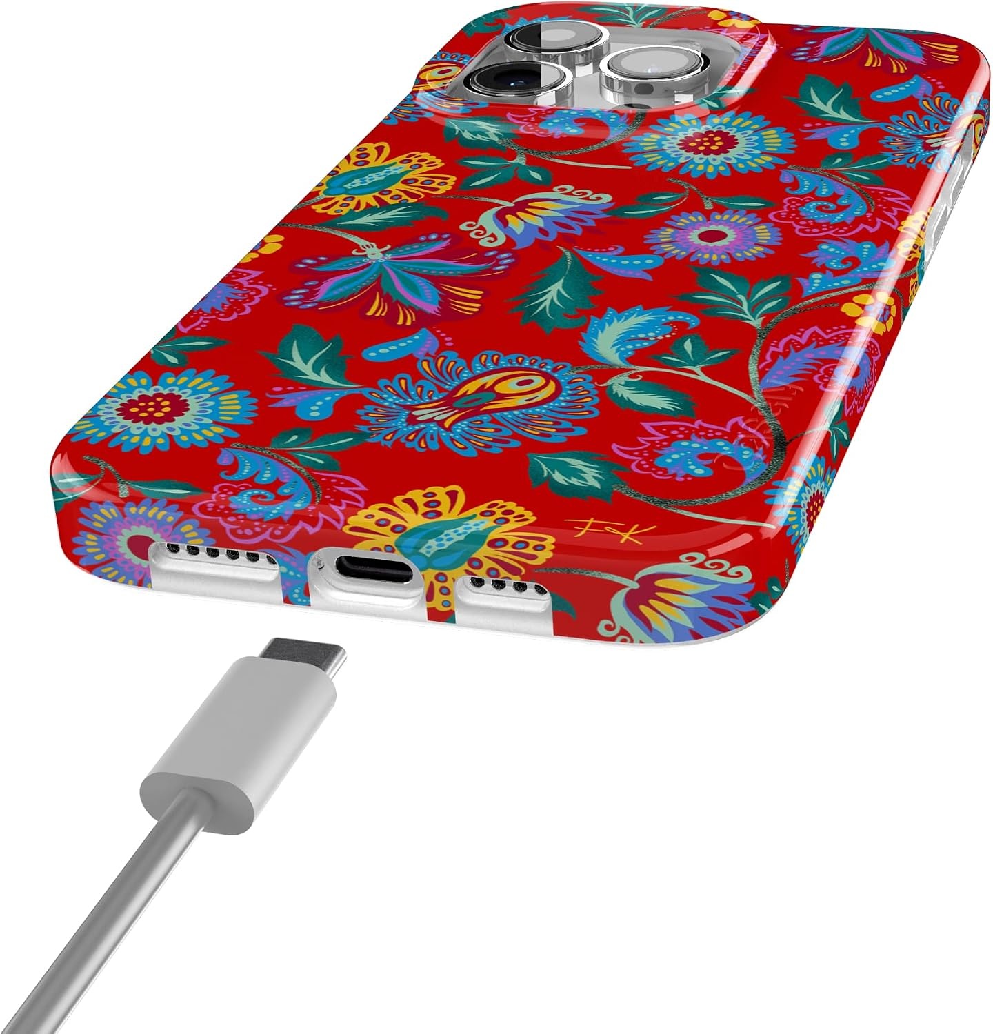 image:imageCasely iPhone 15 Pro Max Case Clear Skies Clear Shimmer Compatible with MagSafe Classic Ultra Slim DesignPainted Flowers Frida Kahlo Floral