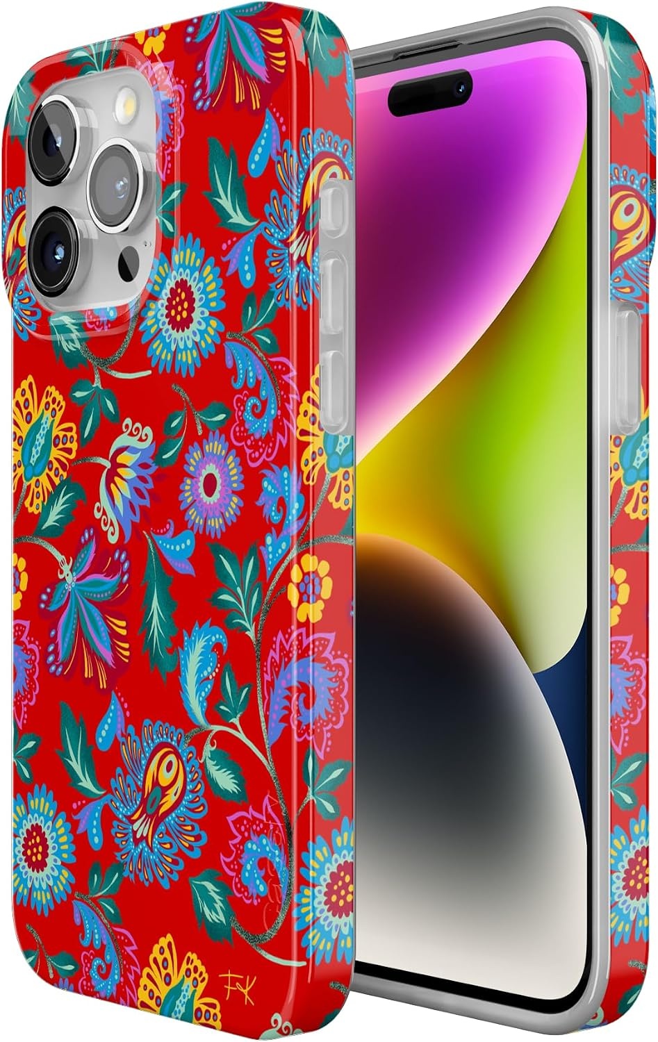 image:imageCasely iPhone 15 Pro Max Case Clear Skies Clear Shimmer Compatible with MagSafe Classic Ultra Slim DesignPainted Flowers Frida Kahlo Floral