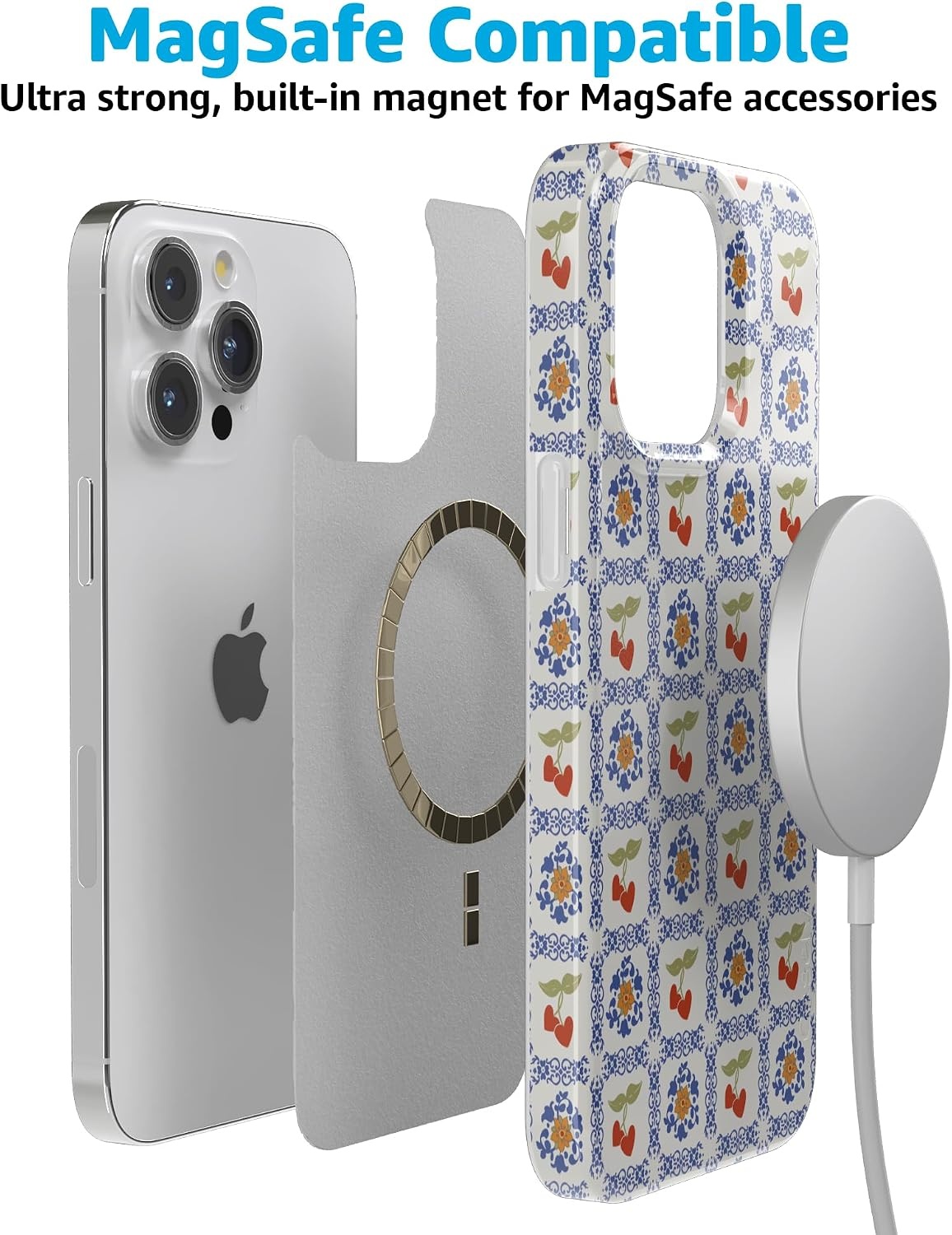 image:imageCasely iPhone 15 Pro Max Case Clear Skies Clear Shimmer Compatible with MagSafe Classic Ultra Slim DesignPalermo Dippin Daisys Italian Coast