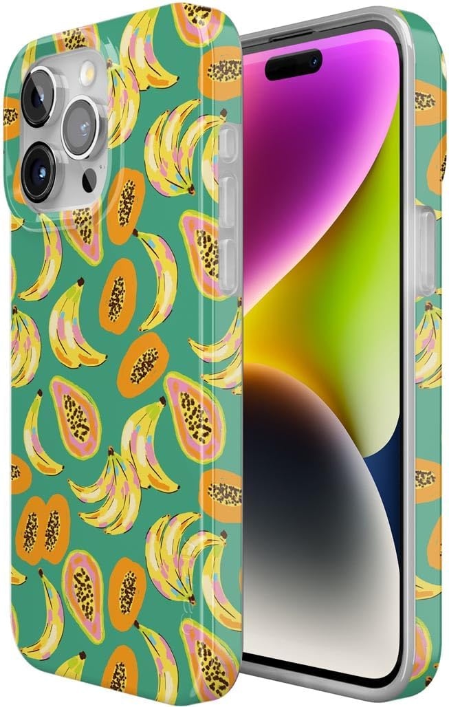image:imageCasely iPhone 15 Pro Max Case Clear Skies Clear Shimmer Compatible with MagSafe Classic Ultra Slim DesignPapaya Palms Dippin Daisys Tropical Vaca