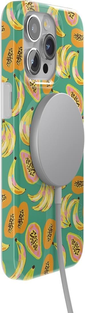 image:imageCasely iPhone 15 Pro Max Case Clear Skies Clear Shimmer Compatible with MagSafe Classic Ultra Slim DesignPapaya Palms Dippin Daisys Tropical Vaca