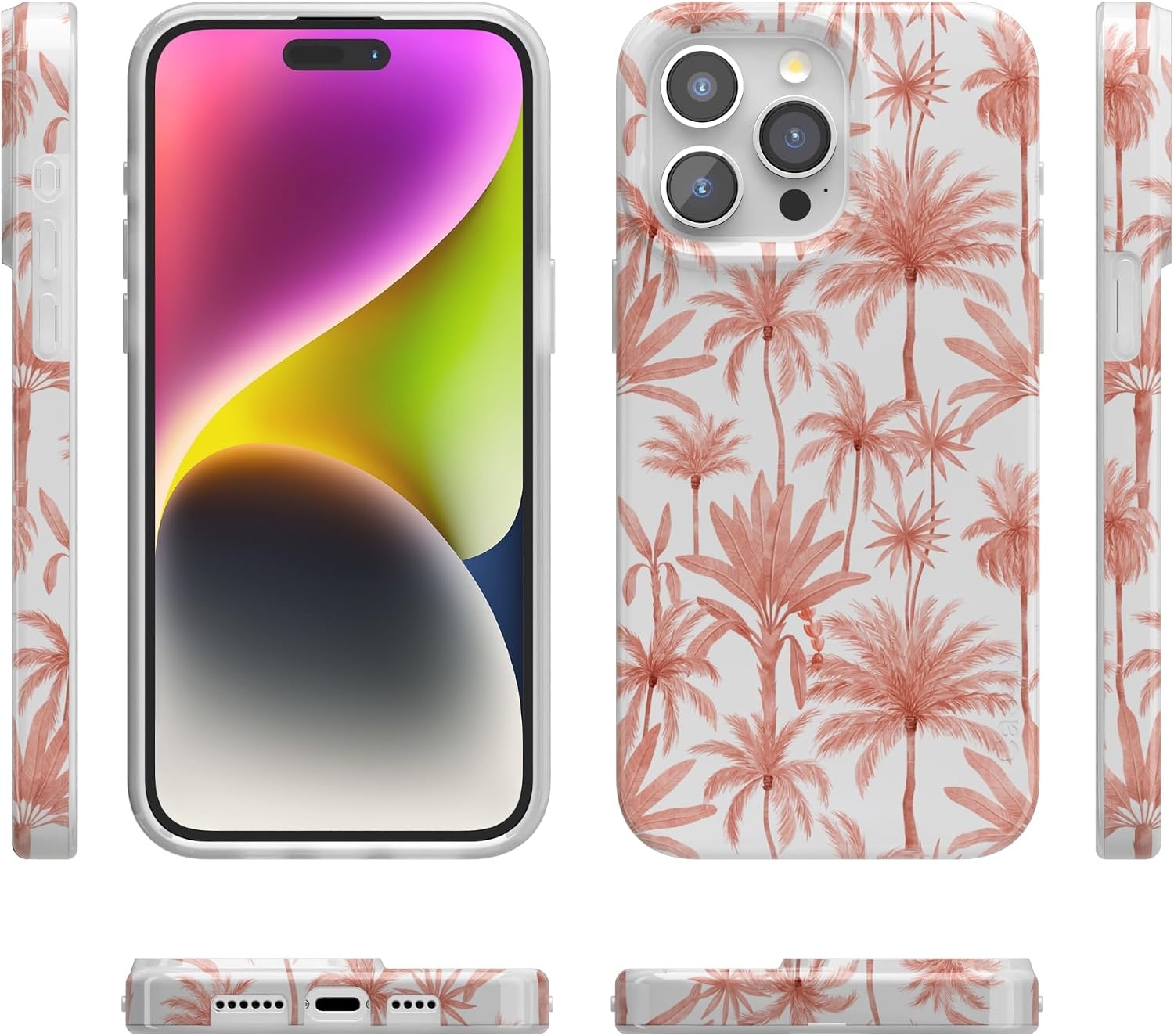 image:imageCasely iPhone 15 Pro Max Case Clear Skies Clear Shimmer Compatible with MagSafe Classic Ultra Slim DesignPerfect Paradise Tropical Palm Tree Floral