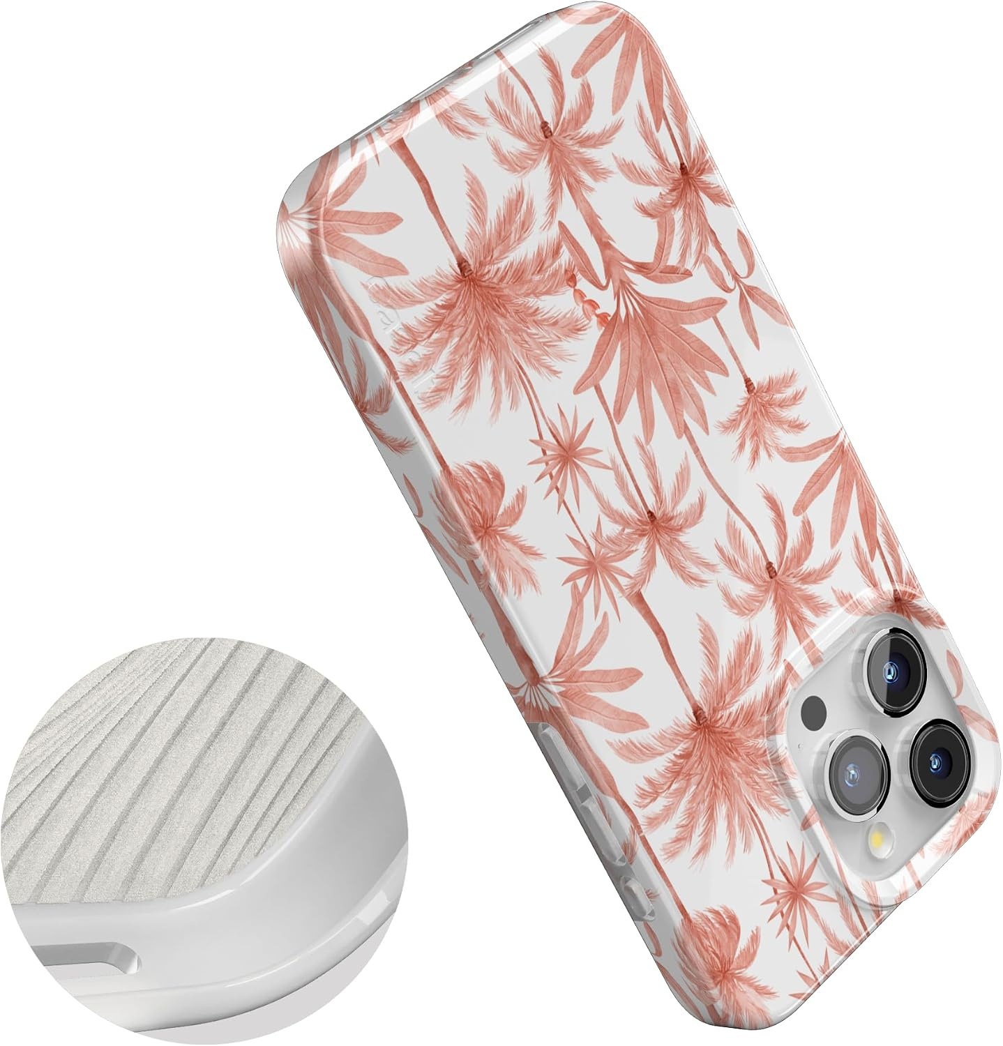 image:imageCasely iPhone 15 Pro Max Case Clear Skies Clear Shimmer Compatible with MagSafe Classic Ultra Slim DesignPerfect Paradise Tropical Palm Tree Floral