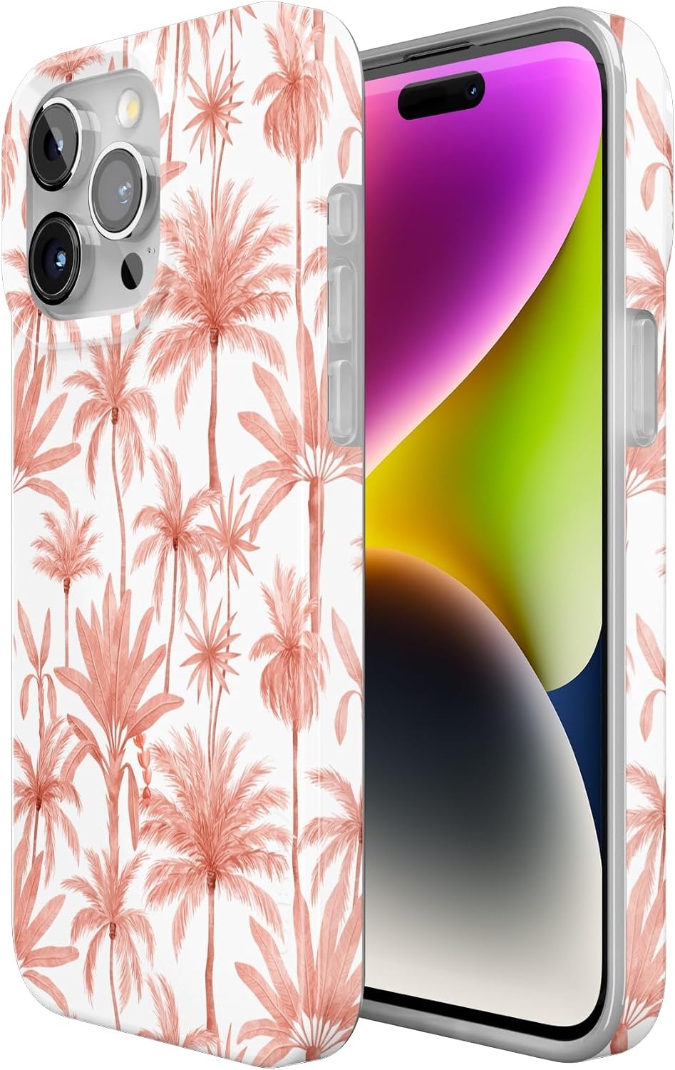 image:imageCasely iPhone 15 Pro Max Case Clear Skies Clear Shimmer Compatible with MagSafe Classic Ultra Slim DesignPerfect Paradise Tropical Palm Tree Floral