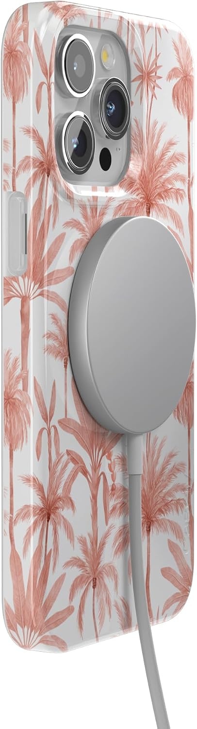 image:imageCasely iPhone 15 Pro Max Case Clear Skies Clear Shimmer Compatible with MagSafe Classic Ultra Slim DesignPerfect Paradise Tropical Palm Tree Floral