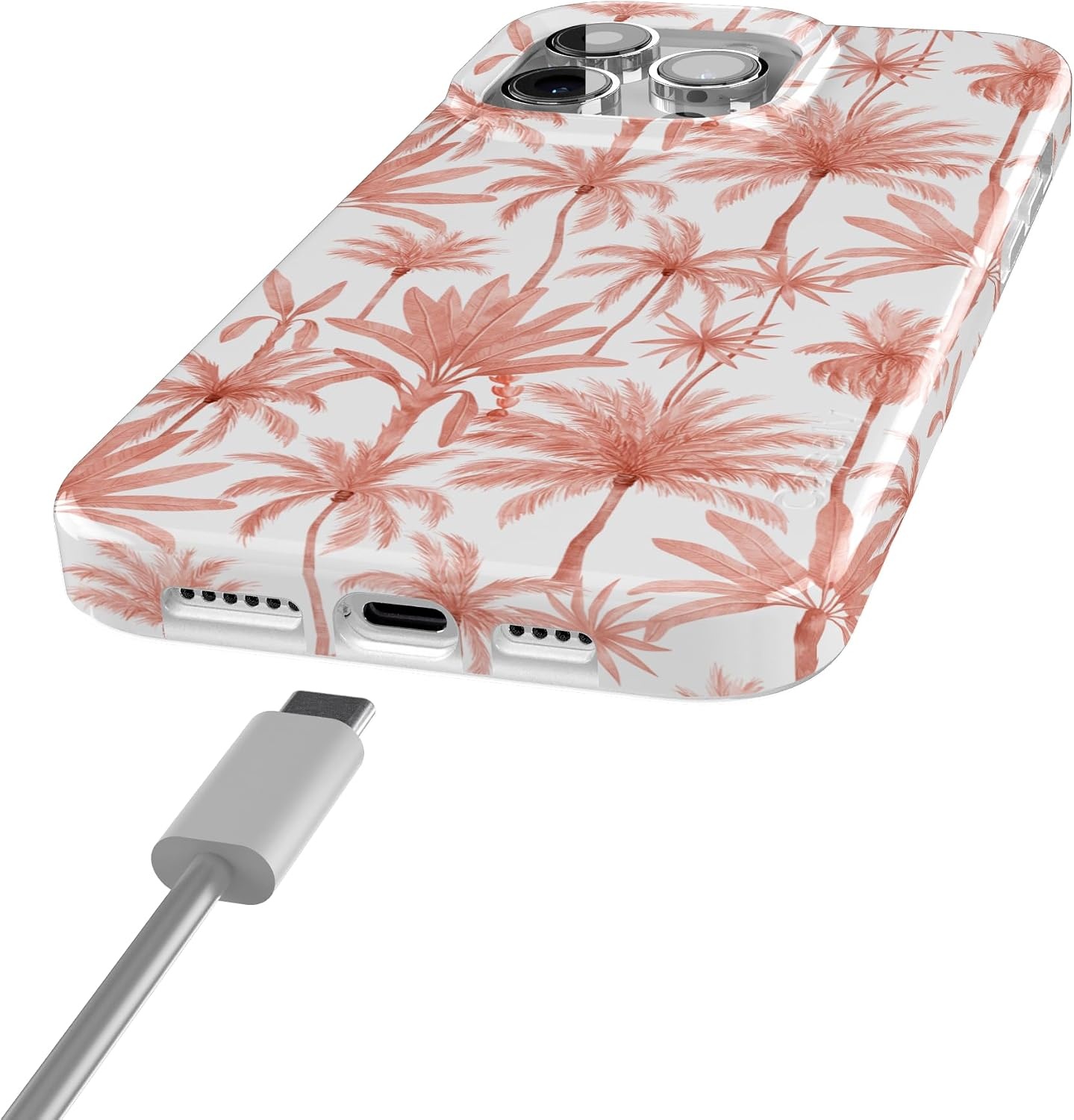 image:imageCasely iPhone 15 Pro Max Case Clear Skies Clear Shimmer Compatible with MagSafe Classic Ultra Slim DesignPerfect Paradise Tropical Palm Tree Floral
