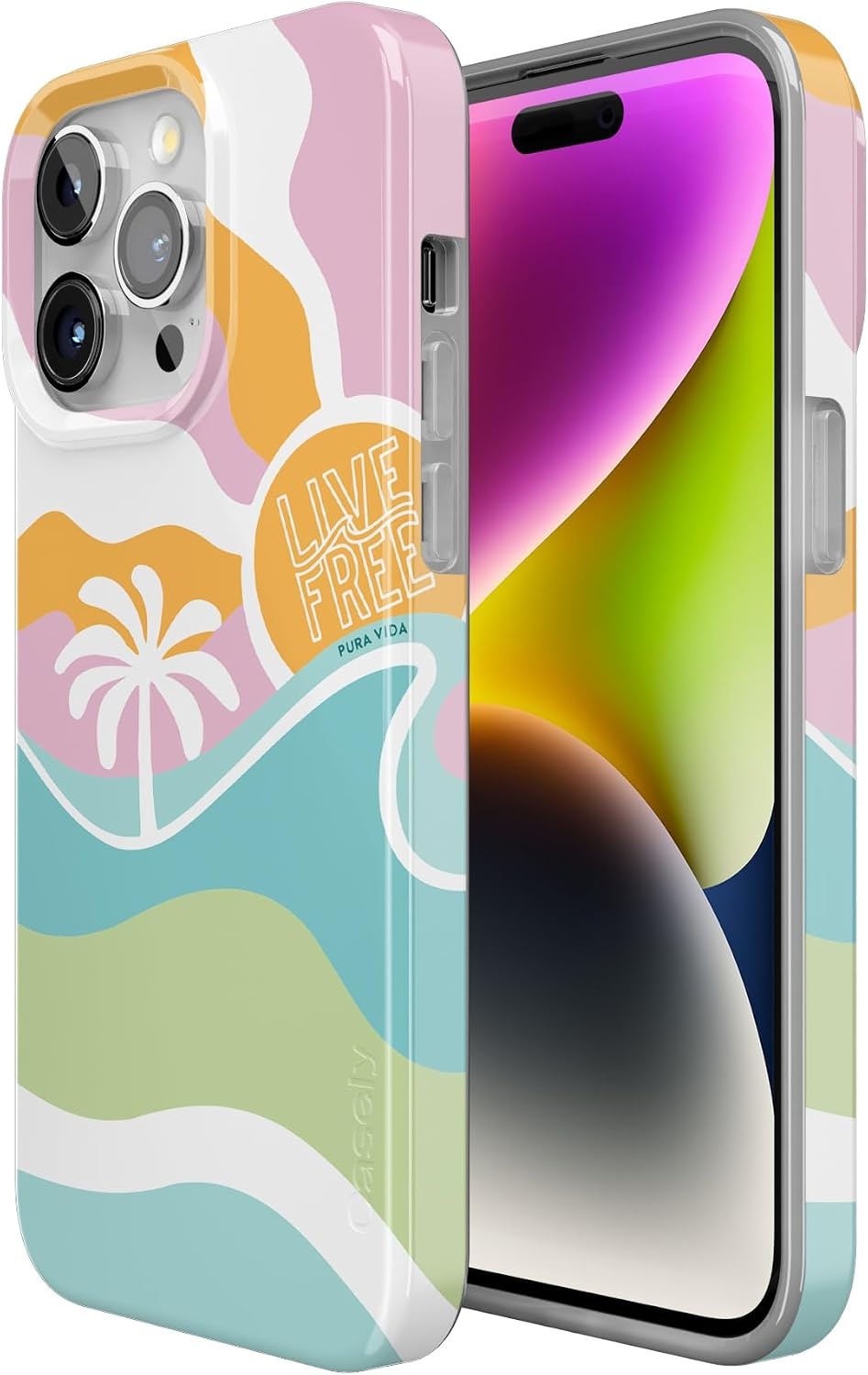 image:imageCasely iPhone 15 Pro Max Case Clear Skies Clear Shimmer Compatible with MagSafe Classic Ultra Slim DesignPura Vida Tropical Dreams