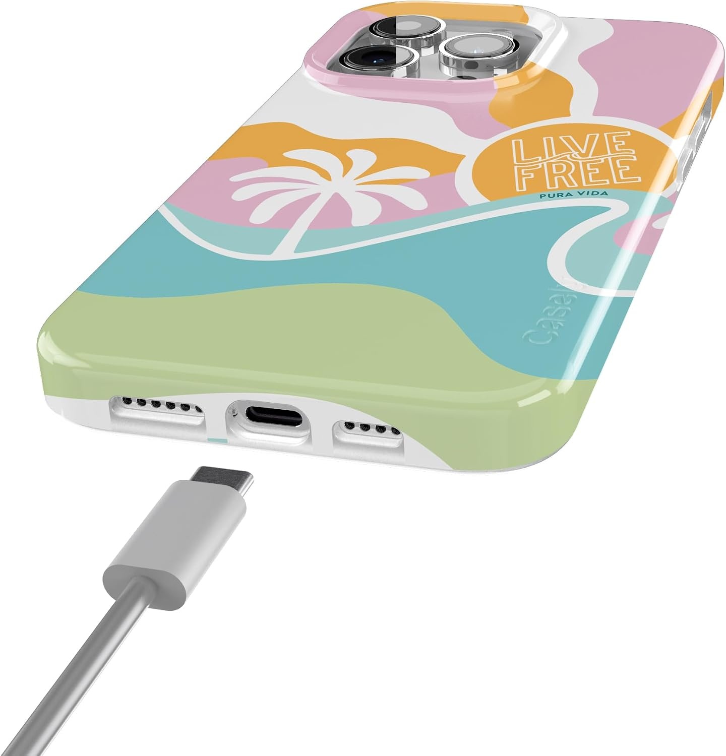 image:imageCasely iPhone 15 Pro Max Case Clear Skies Clear Shimmer Compatible with MagSafe Classic Ultra Slim DesignPura Vida Tropical Dreams