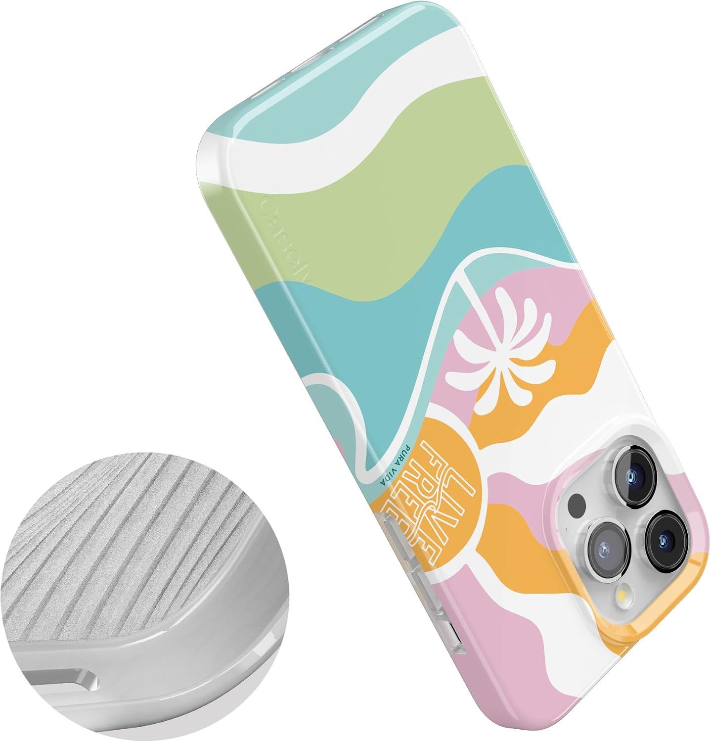 image:imageCasely iPhone 15 Pro Max Case Clear Skies Clear Shimmer Compatible with MagSafe Classic Ultra Slim DesignPura Vida Tropical Dreams