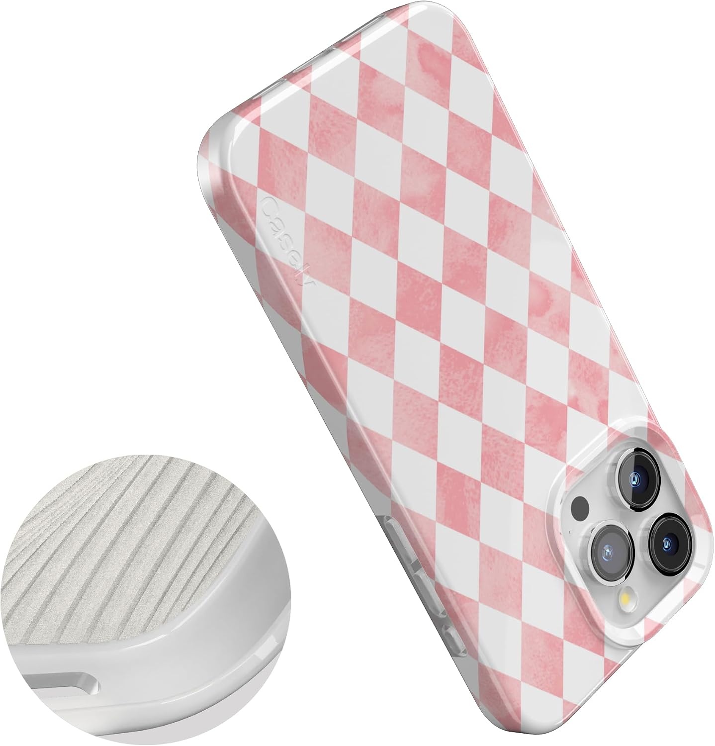 image:imageCasely iPhone 15 Pro Max Case Clear Skies Clear Shimmer Compatible with MagSafe Classic Ultra Slim DesignQueen of Diamonds Pink Watercolor