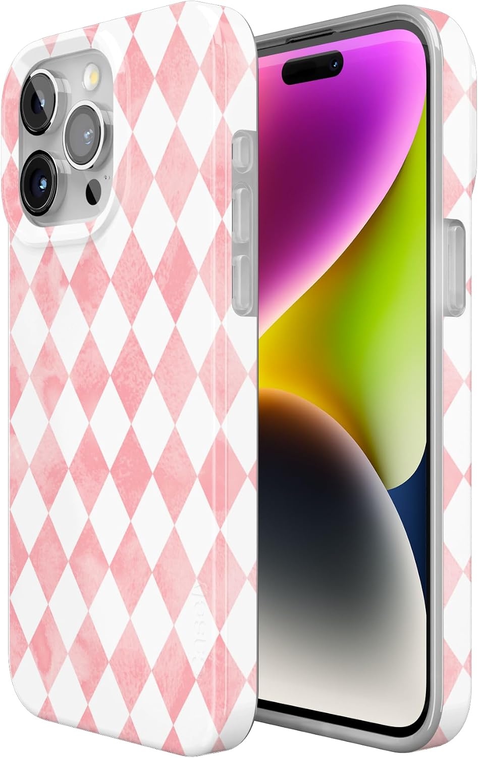 image:imageCasely iPhone 15 Pro Max Case Clear Skies Clear Shimmer Compatible with MagSafe Classic Ultra Slim DesignQueen of Diamonds Pink Watercolor